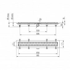 Душевой лоток с рамкой PAINI Medium 850 мм