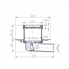 Душевой трап с решеткой под плитку PAINI 125х125 мм
