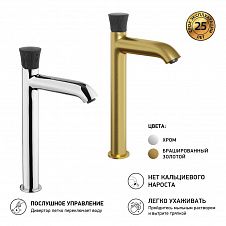 Смеситель для раковины PAINI Domus без донного клапана высокий, брашированное золото PVD (PJ)