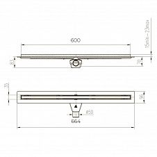 Душевой лоток PAINI Slim Line 600 мм D50, сатин хром