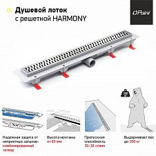 Душевой лоток с рамкой PAINI Harmony  850 мм