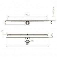 Душевой лоток PAINI Slim Line 500 мм D50, сатин хром