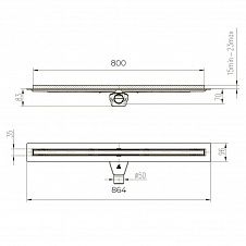 Душевой лоток PAINI Slim Line 800 мм D50, черный матовый