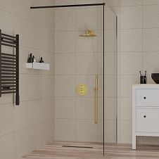 Комплект на 2 потребителя с термостатом Cox PAINI, для душа, брашированное золото PVD
